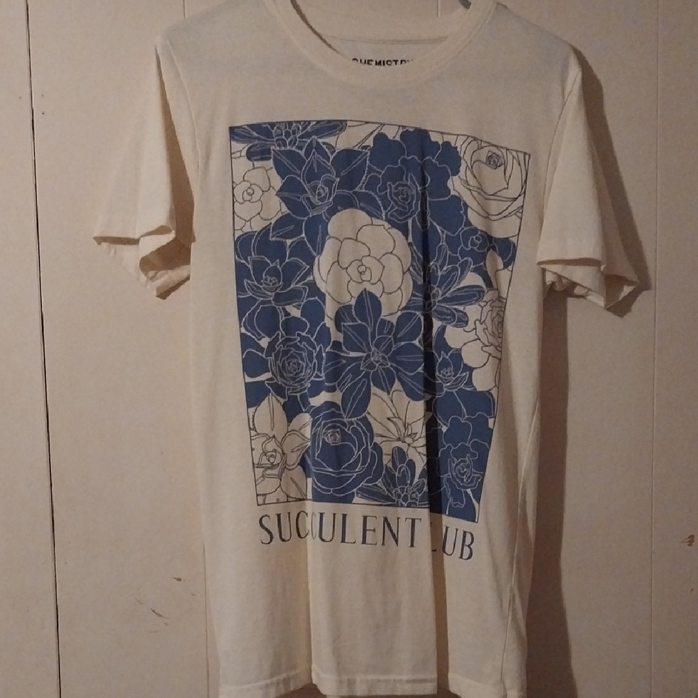 "Succulent Club" Blue Floral Graphic Tee